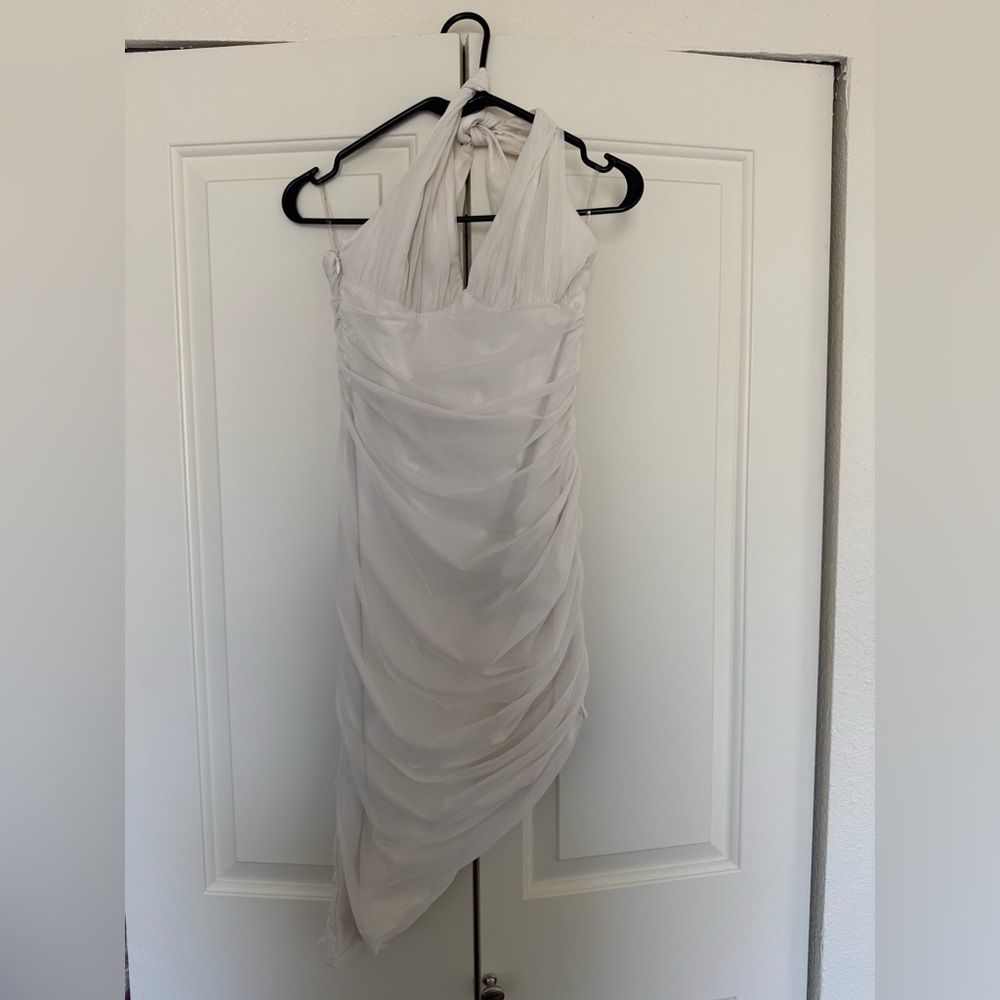 Oh Polly White Asymmetrical Halter Dress